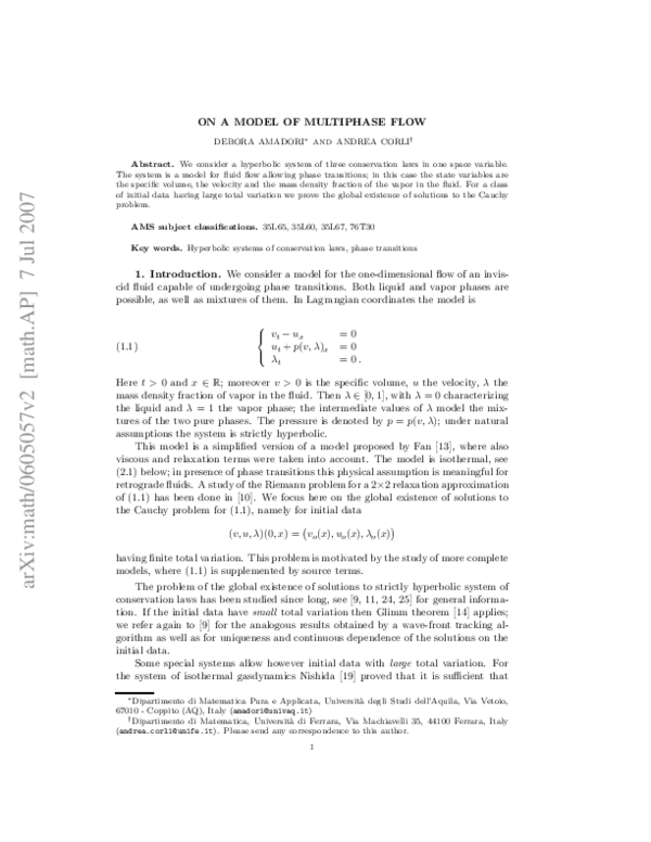 (PDF) On a Model of Multiphase Flow
