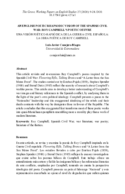 (PDF) An English Poetic Rhapsodic Vision of The Spanish Civil War: An ...