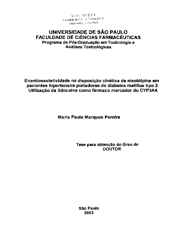 (PDF) Enantiosseletividade na disposição cinética da nisoldipina em ...