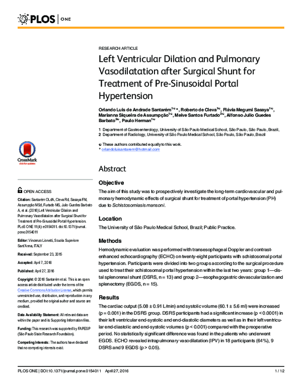 (PDF) Left Ventricular Dilation and Pulmonary Vasodilatation after ...