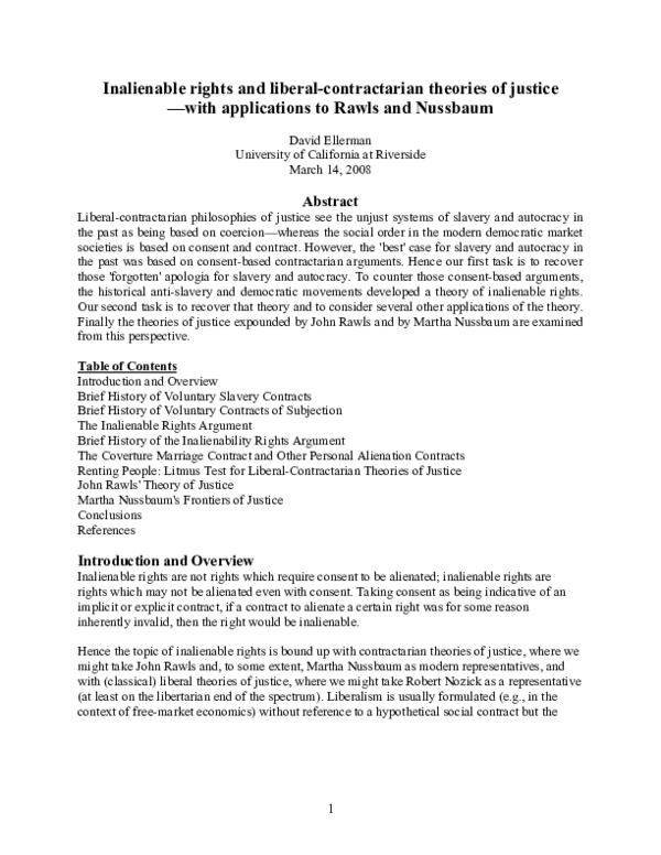 (PDF) Inalienable Rights and Liberal - Contractarian Theories of ...