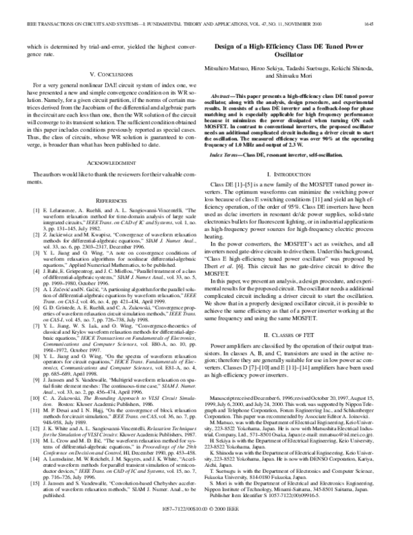 (PDF) Design of a high-efficiency class DE tuned power oscillator