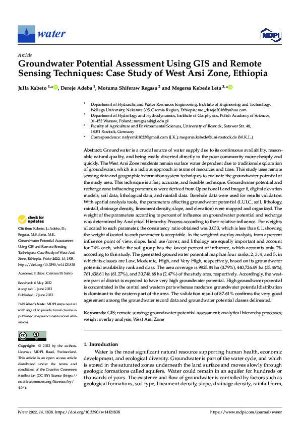 (PDF) Groundwater Potential Assessment Using GIS and Remote Sensing ...