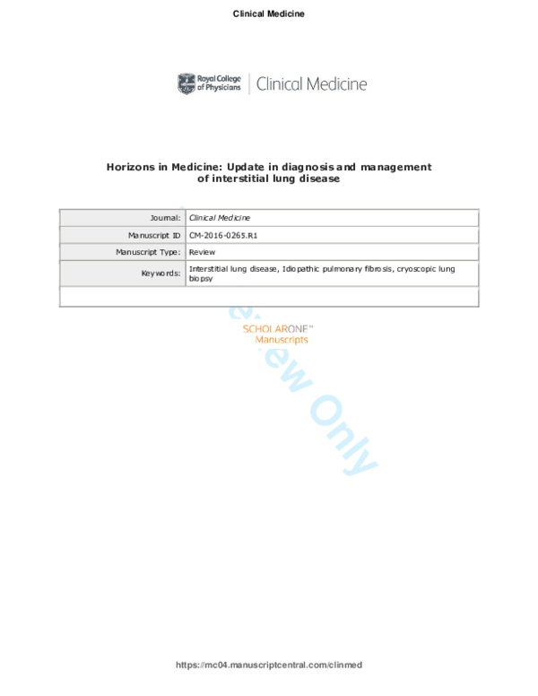 (PDF) Update in diagnosis and management of interstitial lung disease