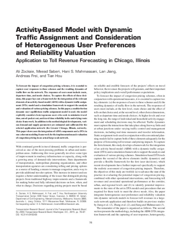 (PDF) Activity-Based Model with Dynamic Traffic Assignment and ...