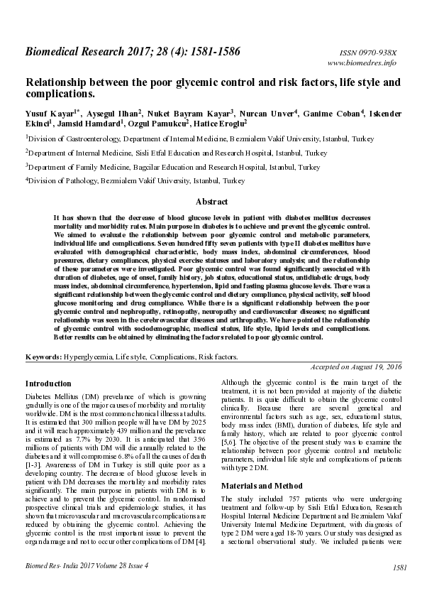 (PDF) Relationship between the poor glycemic control and risk factors ...
