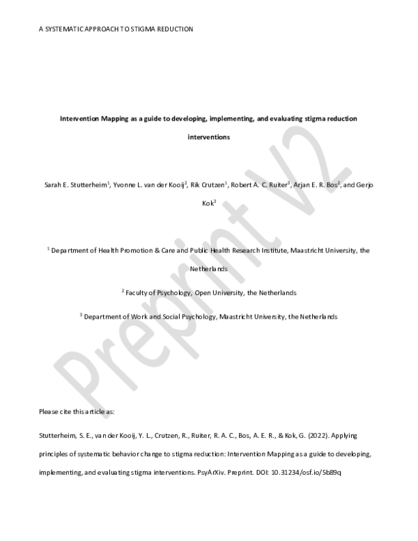 (PDF) Intervention Mapping as a guide to developing, implementing, and ...