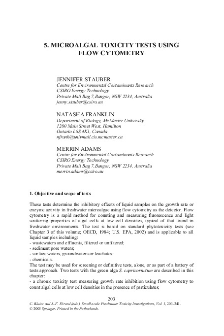 (PDF) Small-Scale Freshwater Toxicity Investigations: Volume 1 ...