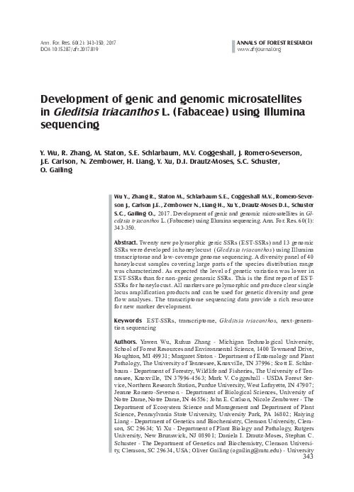 (PDF) Development of genic and genomic microsatellites in Gleditsia ...