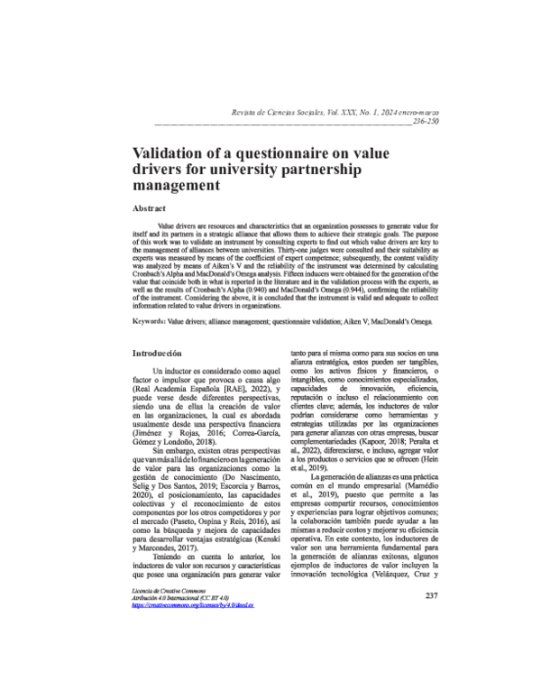 (PDF) Validation of a questionnaire on value drivers for university ...