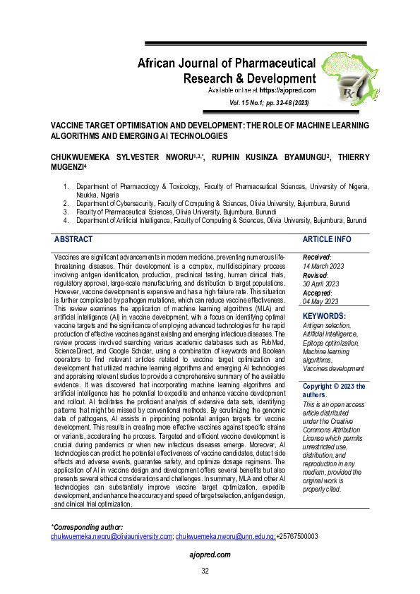 (PDF) Vaccine Target Optimisation and Development: The Role of Machine ...