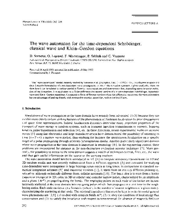 (PDF) The wave automaton for the time-dependent Schrödinger, classical ...
