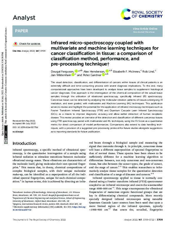 (PDF) Infrared micro-spectroscopy coupled with multivariate and machine ...