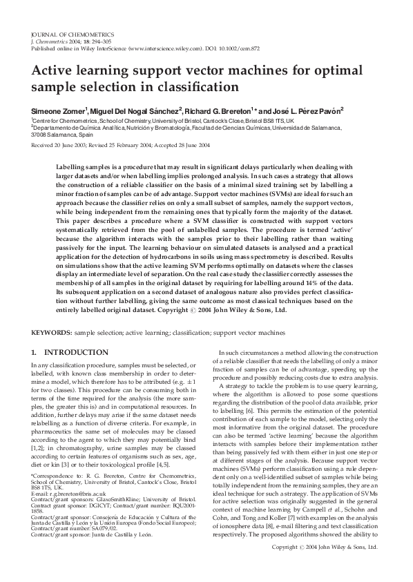 (PDF) Active learning support vector machines for optimal sample ...