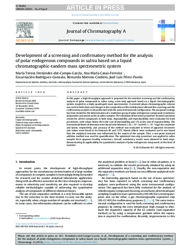 (PDF) Development of a screening and confirmatory method for the ...