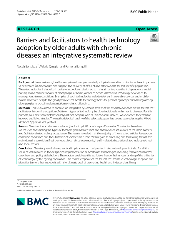 (PDF) Barriers and facilitators to health technology adoption by older ...