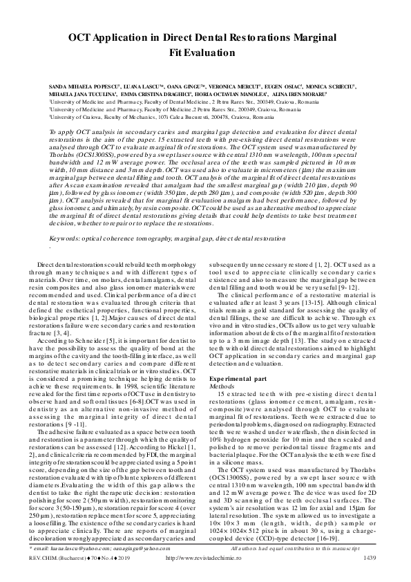 (PDF) OCT Application in Direct Dental Restorations Marginal Fit ...