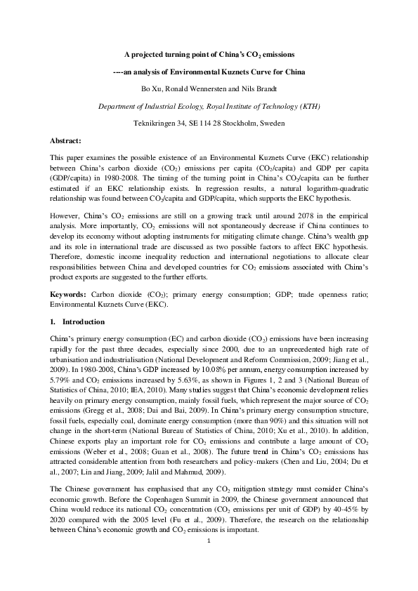 (PDF) A projected turning point in China's CO2 emissions: an ...