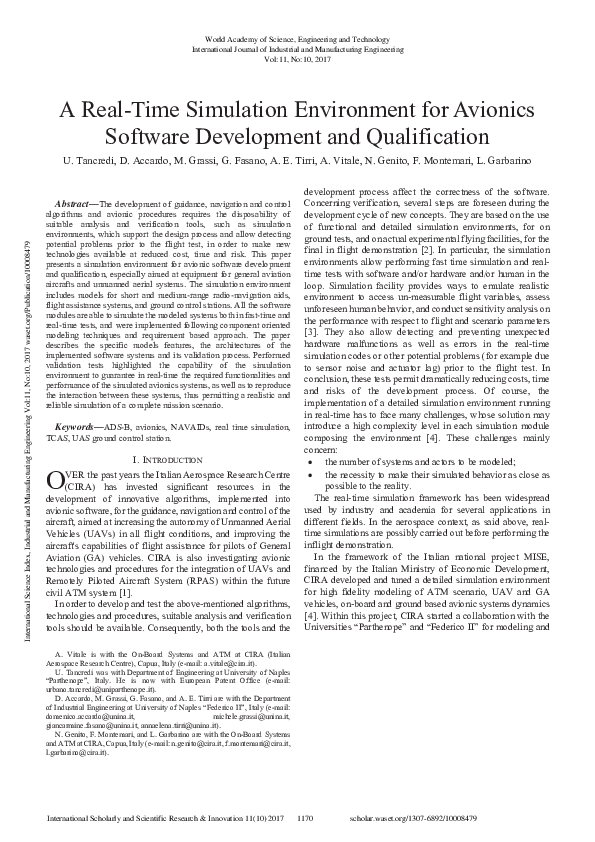 (PDF) A Real-Time Simulation Environment For Avionics Software ...