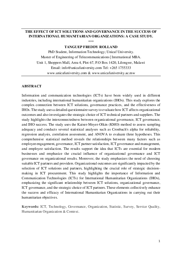 (PDF) THE EFFECT OF ICT SOLUTIONS AND GOVERNANCE IN THE SUCCESS OF ...