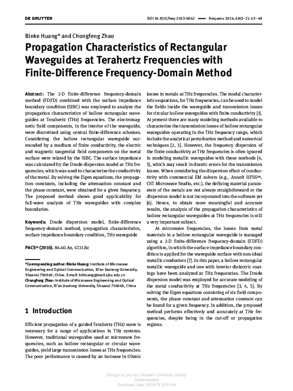 (PDF) Propagation Characteristics of the Rectangular Waveguide ...