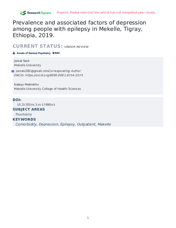 (PDF) Prevalence and associated factors of depression among people with ...