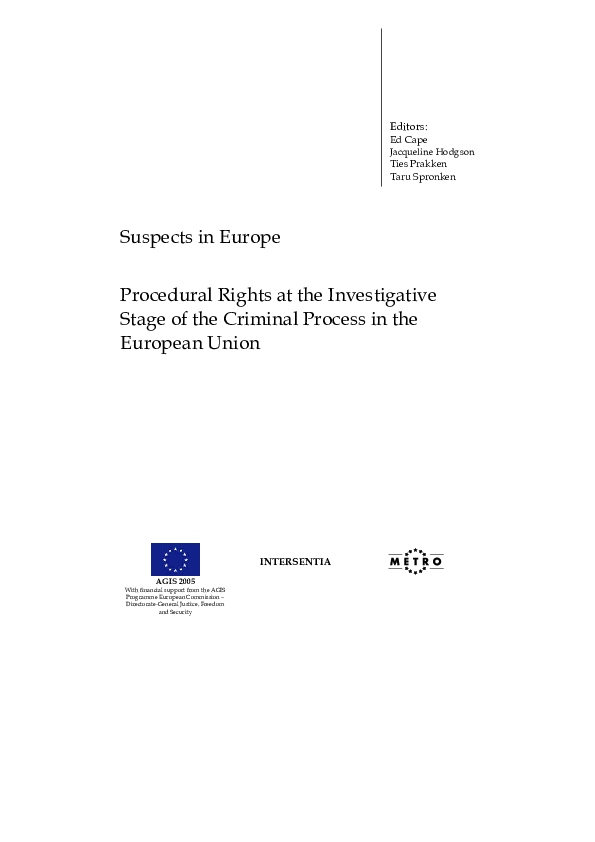 (PDF) Suspects in Europe: Procedural rights at the investigative stage ...