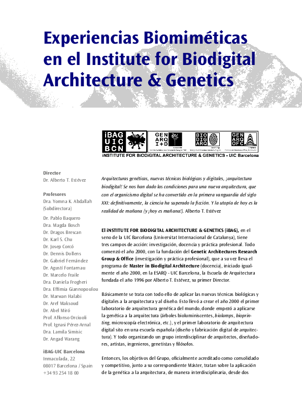 (PDF) Alberto T Estevez Instituto Arquitectura Biodigital