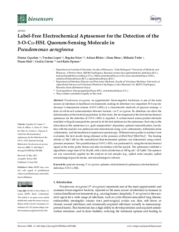 (PDF) Label-Free Electrochemical Aptasensor for the Detection of the 3 ...