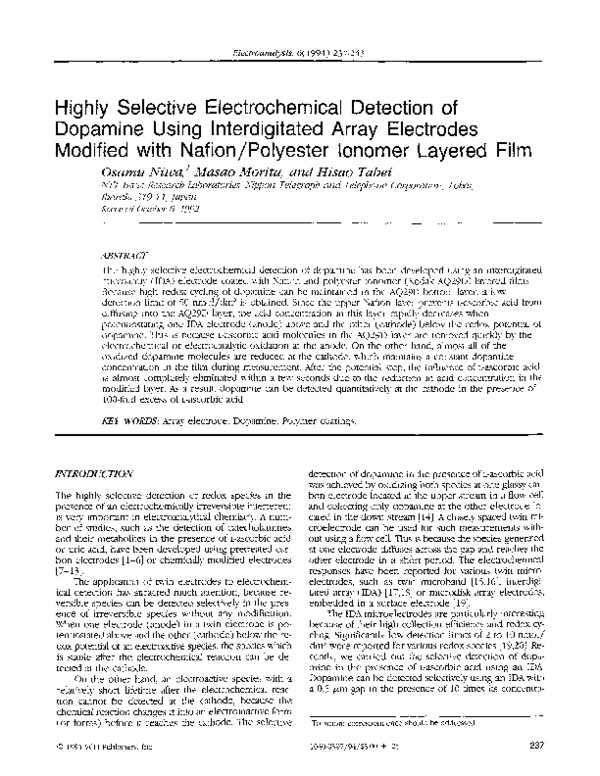 (PDF) Highly selective electrochemical detection of serotonin on ...