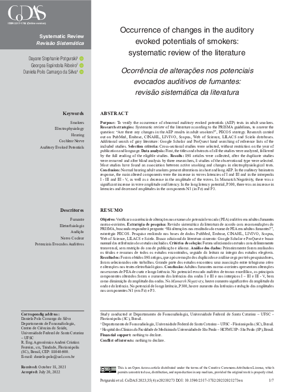 (PDF) Occurrence of changes in the auditory evoked potentials of ...