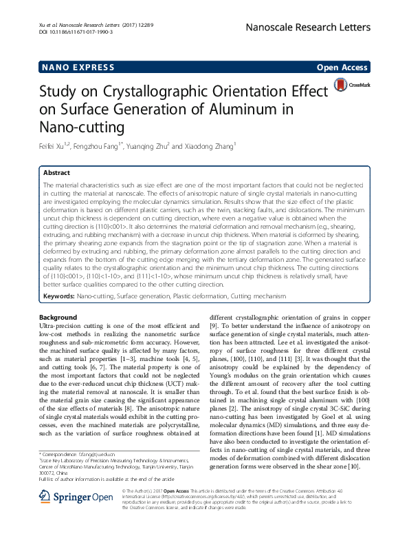 (PDF) Study on Crystallographic Orientation Effect on Surface ...