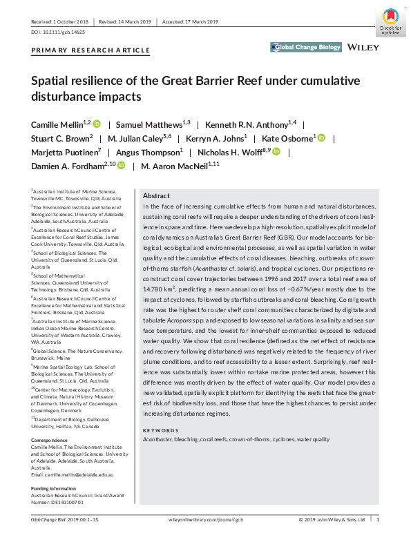 (PDF) Spatial resilience of the Great Barrier Reef under cumulative ...