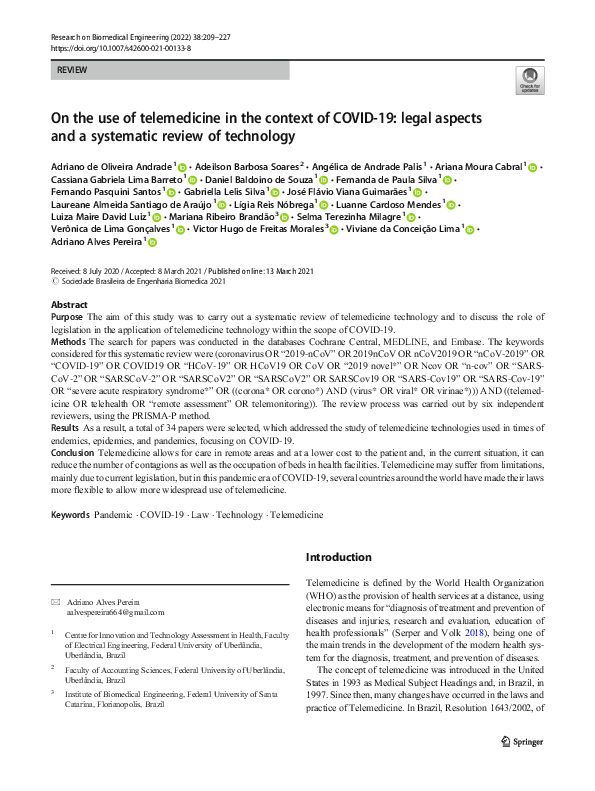 (PDF) On the use of telemedicine in the context of COVID-19: legal ...