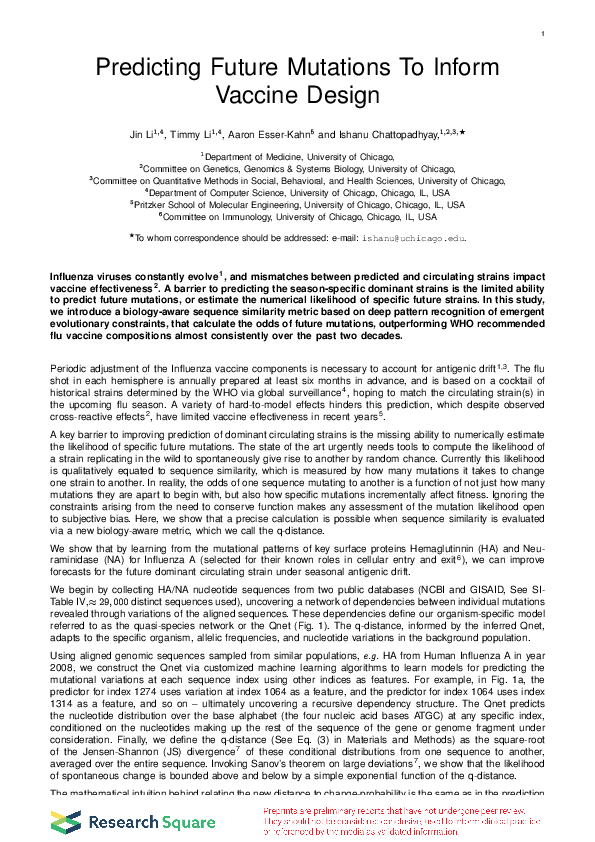 (PDF) Predicting Future Mutations To Inform Vaccine Design