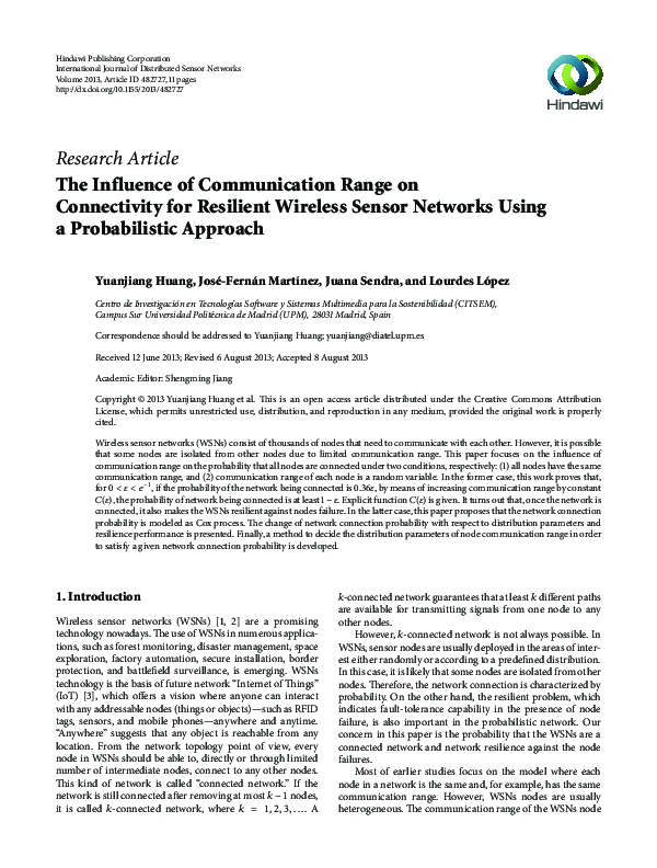 (PDF) The Influence of Communication Range on Connectivity for ...