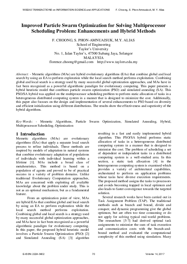 (PDF) Improved Particle Swarm Optimization for Solving Multiprocessor ...