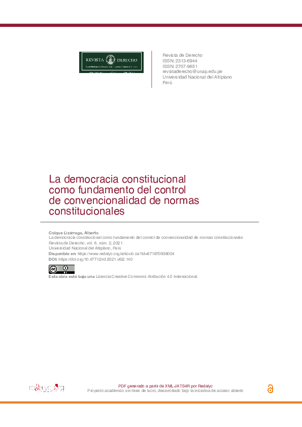 (PDF) La democracia constitucional como fundamento del control de ...