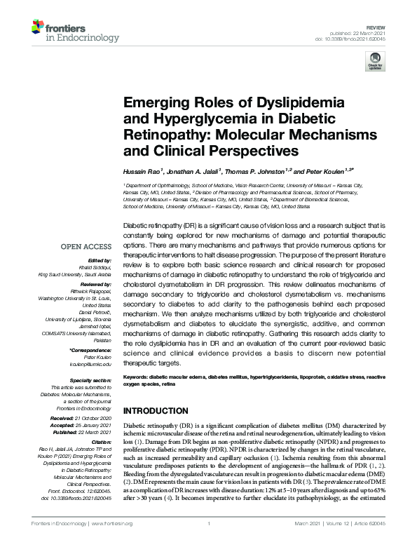(PDF) Emerging Roles of Dyslipidemia and Hyperglycemia in Diabetic ...