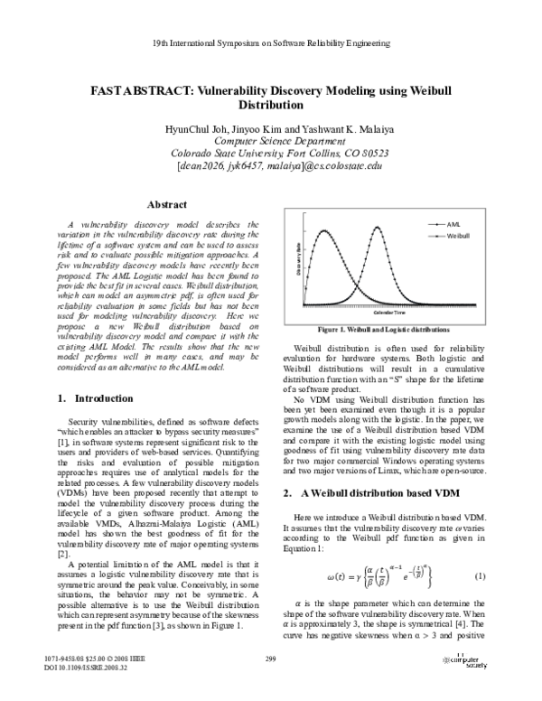 (PDF) FAST ABSTRACT: Vulnerability Discovery Modeling using Weibull ...