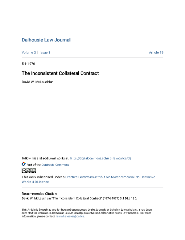 (PDF) The Inconsistent Collateral Contract