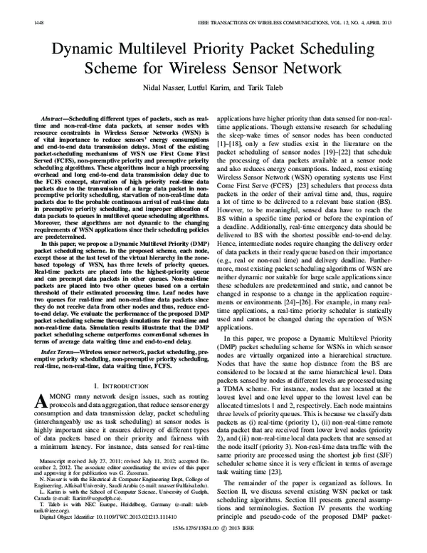 (PDF) Dynamic Multilevel Priority Packet Scheduling Scheme for Wireless ...