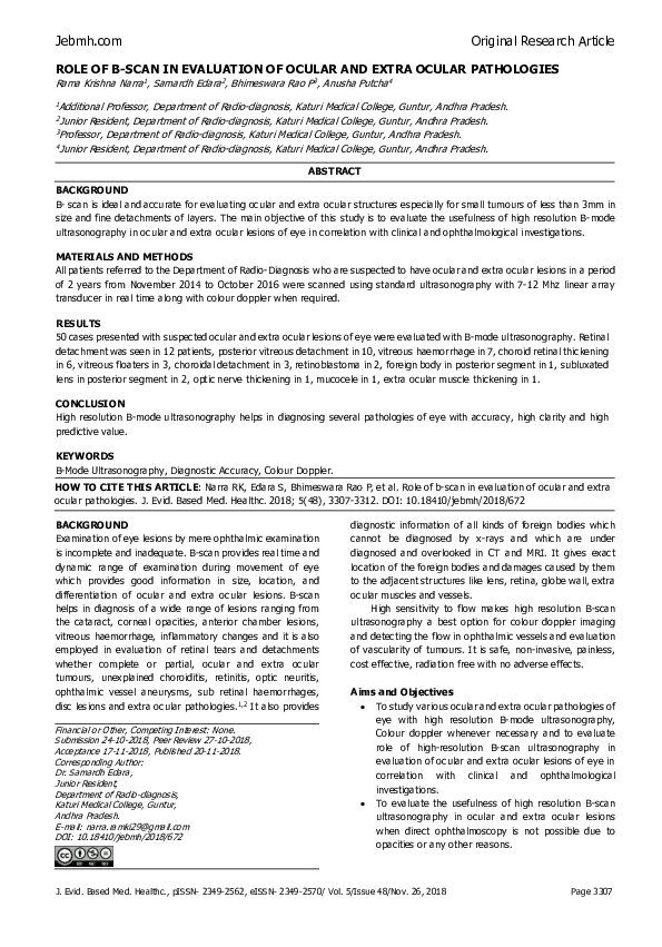 (PDF) Role of B-Scan in Evaluation of Ocular and Extra Ocular Pathologies