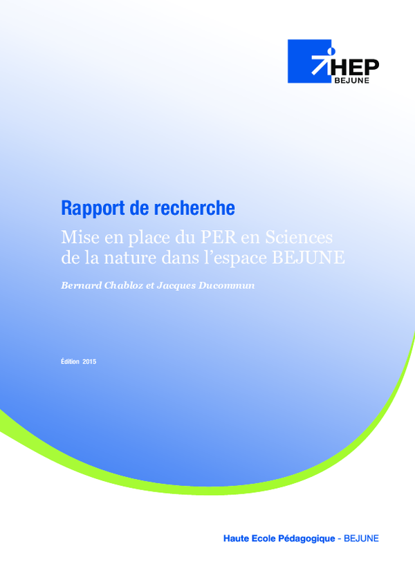 (PDF) Mise en place du PER en sciences de la nature dans l'espace BEJUNE