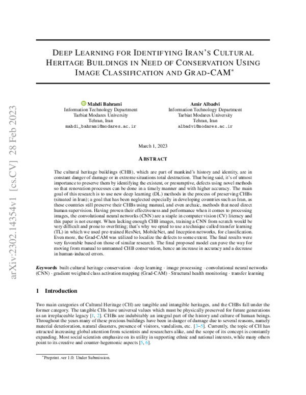 (PDF) Deep Learning for Identifying Iran's Cultural Heritage Buildings ...