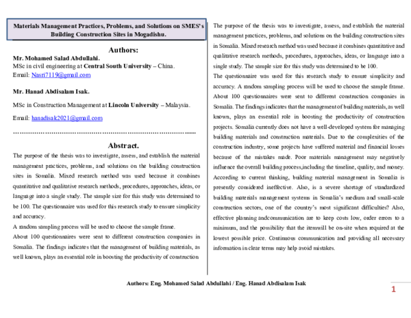 (PDF) Materials Management Practices, Problems, and Solutions on SME's ...