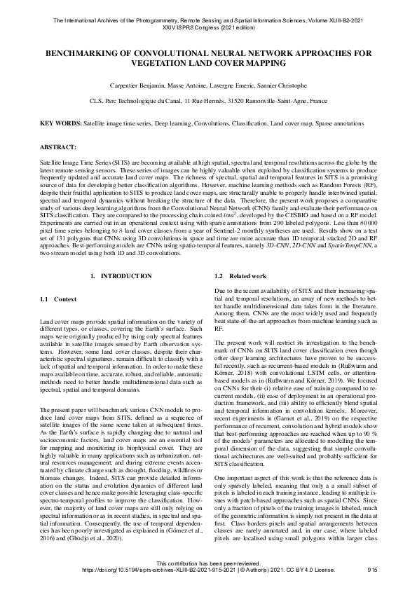 (PDF) Benchmarking of Convolutional Neural Network Approaches for ...