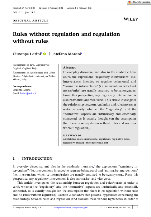 (PDF) Rules without regulation and regulation without rules