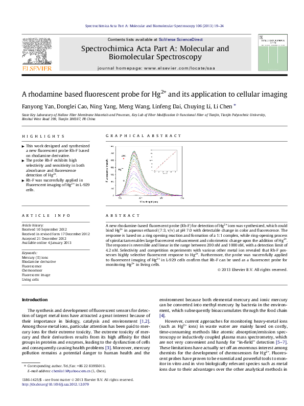 (PDF) A rhodamine-based fluorescent probe for Hg2+ and its application ...