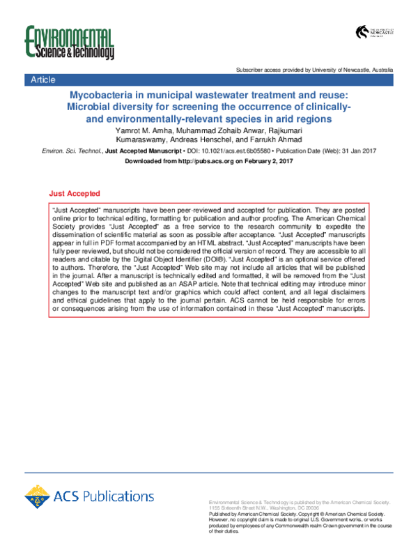 (PDF) Mycobacteria in Municipal Wastewater Treatment and Reuse ...